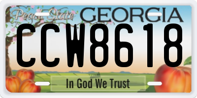 GA license plate CCW8618