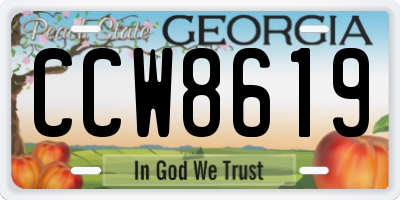 GA license plate CCW8619