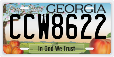 GA license plate CCW8622