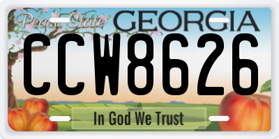 GA license plate CCW8626