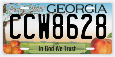 GA license plate CCW8628
