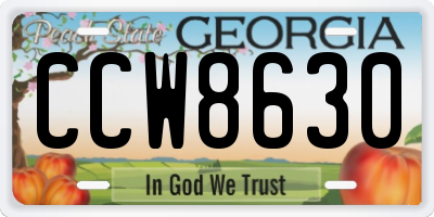 GA license plate CCW8630