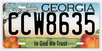 GA license plate CCW8635