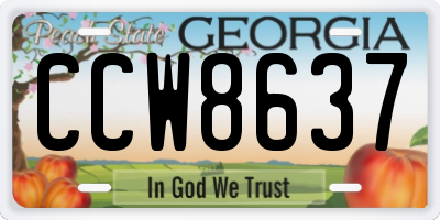 GA license plate CCW8637