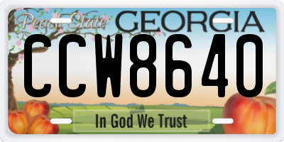 GA license plate CCW8640