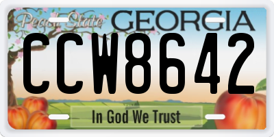 GA license plate CCW8642