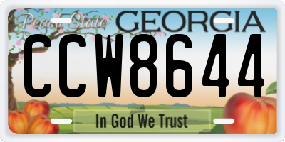 GA license plate CCW8644