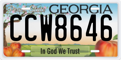GA license plate CCW8646