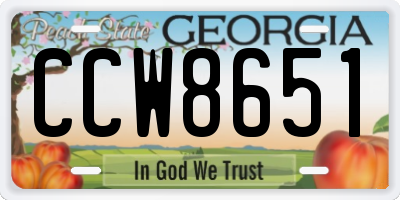 GA license plate CCW8651