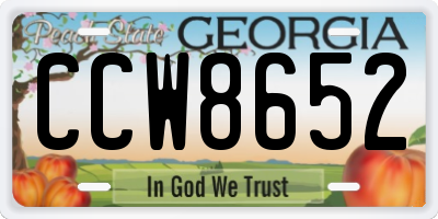 GA license plate CCW8652