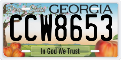 GA license plate CCW8653
