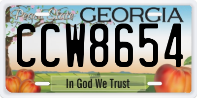 GA license plate CCW8654