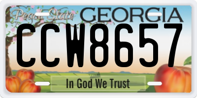 GA license plate CCW8657