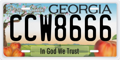 GA license plate CCW8666