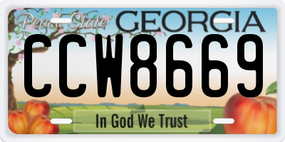 GA license plate CCW8669