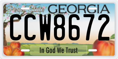 GA license plate CCW8672