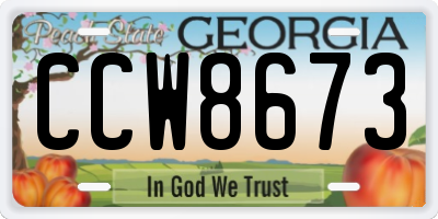 GA license plate CCW8673