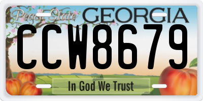 GA license plate CCW8679