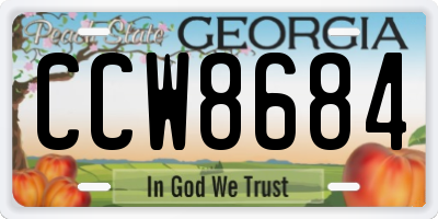 GA license plate CCW8684