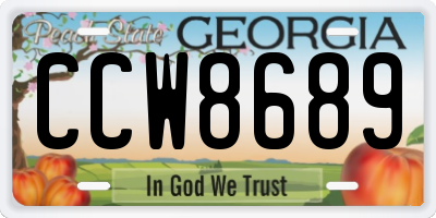 GA license plate CCW8689