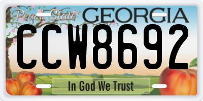 GA license plate CCW8692