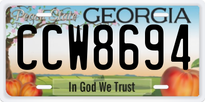 GA license plate CCW8694