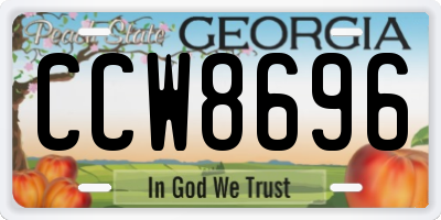 GA license plate CCW8696