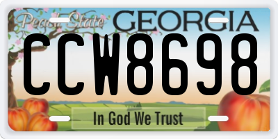 GA license plate CCW8698