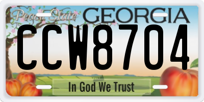 GA license plate CCW8704
