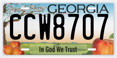 GA license plate CCW8707
