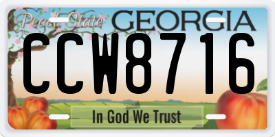 GA license plate CCW8716