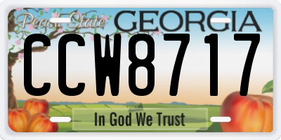 GA license plate CCW8717
