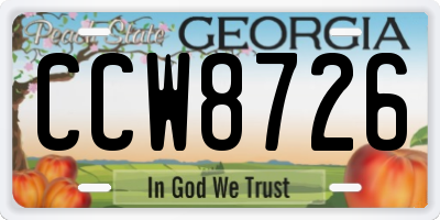 GA license plate CCW8726