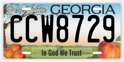 GA license plate CCW8729