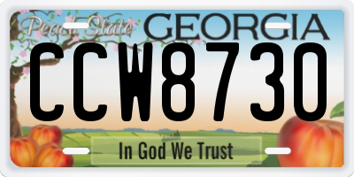 GA license plate CCW8730