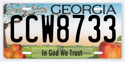 GA license plate CCW8733