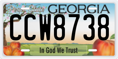 GA license plate CCW8738
