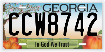 GA license plate CCW8742