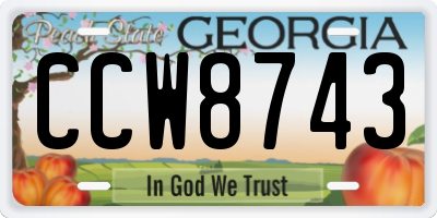 GA license plate CCW8743