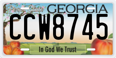 GA license plate CCW8745