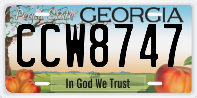 GA license plate CCW8747