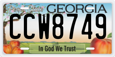 GA license plate CCW8749