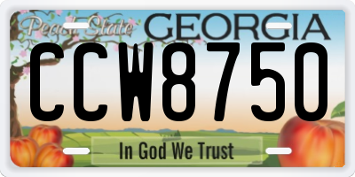 GA license plate CCW8750