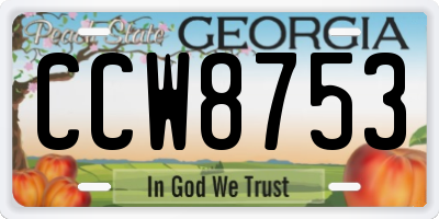 GA license plate CCW8753