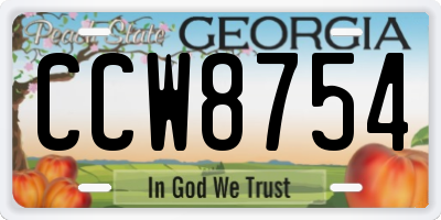 GA license plate CCW8754