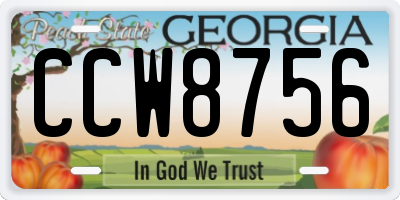 GA license plate CCW8756