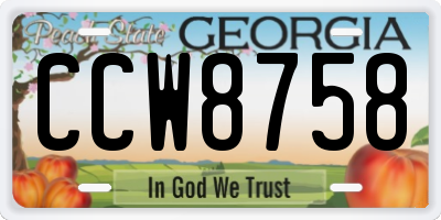 GA license plate CCW8758