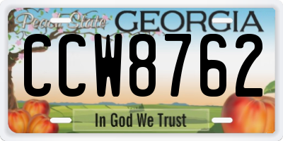 GA license plate CCW8762