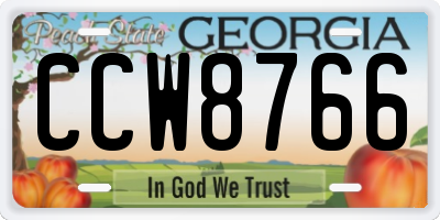 GA license plate CCW8766