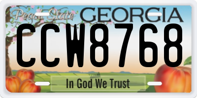 GA license plate CCW8768